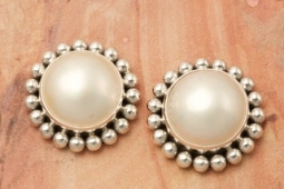 Artie Yellowhorse Genuine Mabe Pearl Sterling Silver Earrings